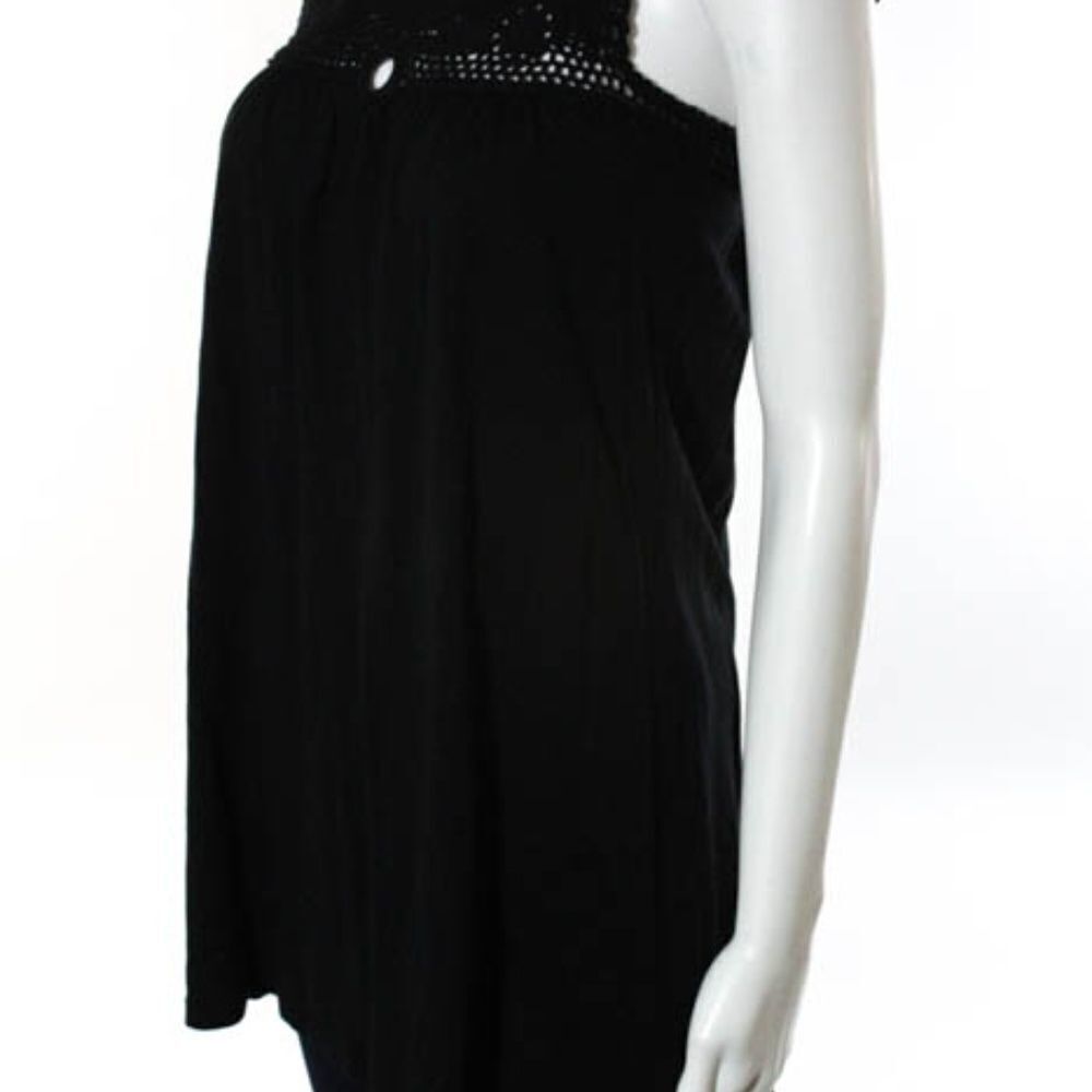 Emma & Sam Black Crochet Scoop Neck Top Sz XS